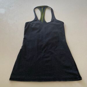 Lululemon Run: Start Line Racerback shirt Black Heather Lime Size 4